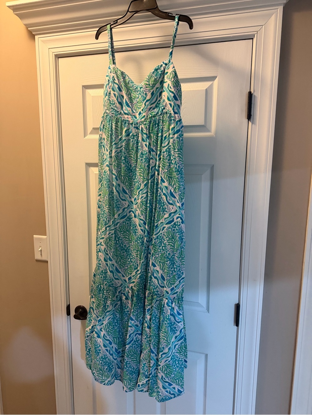 Lilly Pulitzer Blue Green Maxi Dress Size 12 perfect condition smoke pet free - Picture 3 of 4